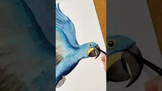 Pintura Arara-azul-grande aquarela! Aves do Brasil #arara #aquarela #Pintura #shorts