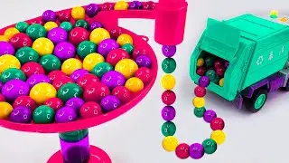 Marble Run Race ☆ HABA Slope, Dump Truck & Garbage Trucks & Ambulance & vehicles Full Compilation