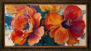Tv Art Frame, Orange flowers | Screensaver | Wallpaper | No Music | 4K