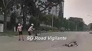 8mar2025  tampines ave 10 cyclist skid while turning right during tour de tampines