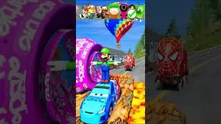 Gummy Bear & Sprunki & Crazy Frog & Spiderman Train & Squid Game VS Barbie in BeamNG.Drive part-133