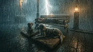 Camping in Heavy Rain with My Dogs | Sleeping on a Cozy Bench on The Porch | RDR2 ASMR