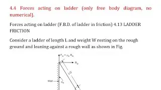 96= Forces acting on ladder (only free body diagram, no numerical).