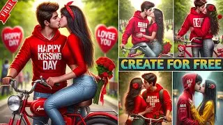 Create 3D Ai Happy Kiss Day Couple Image Creator | couple kiss day photo editing |bing image creator