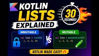 Kotlin Lists Explained in 30 Seconds! 🔥 | Immutable vs Mutable #Kotlin #Android #programming