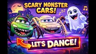 Scary Monster Cars Dance 🧟&zwj;♂️🚗 | Spooky Jazz Music for Kids | Zombie Mummy Ghost Cars