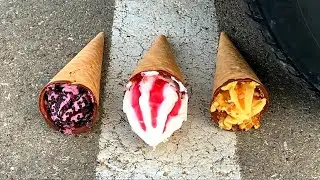 ExperimentCAR🚘 || Crushing Crunchy and Soft Things With: || Car Vs Ice Cream & More!