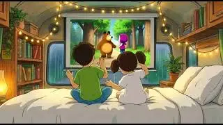 Cozy Rainy Family Journey in a Camper | Soft Thunder & Rain Sounds | Ghibli-Style ASMR 🌧️✨