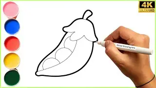 How to Draw Green Peas for Kids Step by Step | Easy Green Peas Drawing | Cute Vegetable Drawing