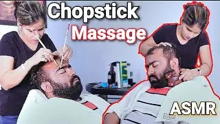 Chopstick Head Massage | Neck massage | Neck cracking by The Cosmic Lady barber - ASMR Massage