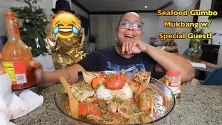EATING SEAFOOD GUMBO WHEN A SPECIAL GUEST INTERRUPTS MY ENTIRE MUKBANG VIDEO!
