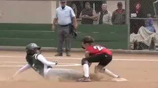 Catcher Redirect Out at 2nd vs Synergy. Fast Pitch Travel Softball, Pala CA. Emily Burrow