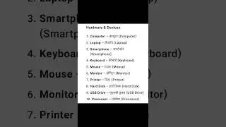 Vocabulary related to tech English to hindi