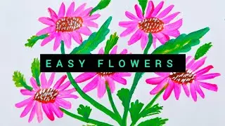 Easy Flowers Painting for beginners/Acrylic Step by Step Two/Drawing/