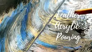 Feather String Pull Using Acrylic pouring |Feather acrylic pour |Painting Tutorial|Satisfying|Try it
