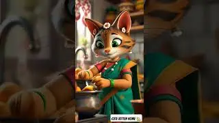 Cute Kitten Comes Home from School🏫|Emotional 3D Indian Village Cat Family Story #youtubeshorts #cat