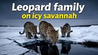 Leopard Family Living Peacefully on Snow Covered African Grasslands. #wildlife #animals