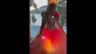LED Dress Snow Queen Cosplay with Transformation from Ice to Fire