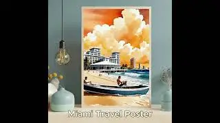Miami Florida Beach Travel Poster | Vintage Sunset Wall Art, Coastal City Art Print