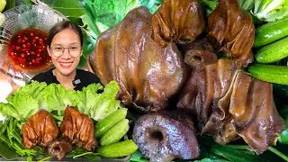 ASMR MUKBANG | EATING PIG EARS | SOY BEANS SOURCE | FRESH CHILIES - Mukbang Eating Show