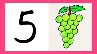 How to draw grapes with number 5|grapes drawing step by step