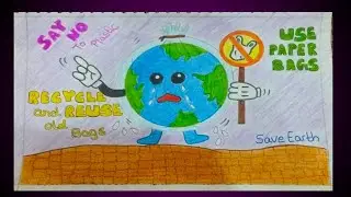 Stop Plastic Bag Drawing | International Plastic Bag Free Day Drawing | Say No to Plastic Poster
