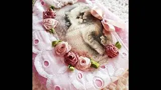 Shabby Cat Purse Bag Pink Polkadot