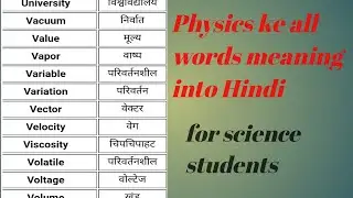 Physics words meaning into Hindi#physicskeallEnglishwords withmeaningintoHindi