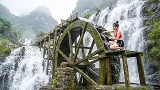 TIMELAPSE - Repairing and Rebuilding a New Waterwheel on a Massive Waterfall By Vân