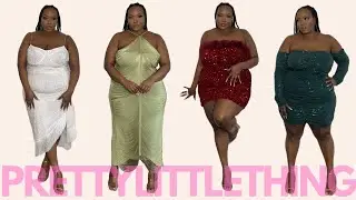 Plus size PrettyLittleThing Dress Haul | NYE outfit ideas | PLT Try on Haul | Plus size Party dress