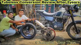 Changing Tubeless Tyre of my Royal Enfield Himalayan | MRF Meteor | Tubeless Conversion Review