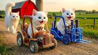 Mama Cat and Kitten Protect The Farm vs Bad Raccoon | Cats Heartwarming Story Videos AI
