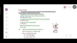 Stokes law and Terminal velocity (Physics11) #class11physics #stokes #fluidmechanics #viscosity #jee