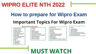How To Prepare For Wipro Exam || How to crack Wipro Exam || Must Watch