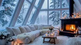 Healing Peaceful Piano ❄️ Snow Fireplace Ambience 🌨️ Cozy Calm Relax Focus Sleep (Ultra 4K)