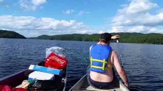 Lac Poisson Blanc canoeing  // 2 canoes tied together (canoe camping)
