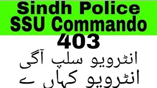 Sindh Police SSU Commando 403 Interview Slip 2022