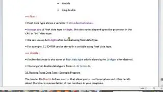 C PROGRAM  FLOATING POINT  DATA TYPES