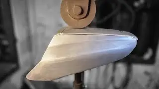 finishing aluminum rier body triumph motorbike using english wheel