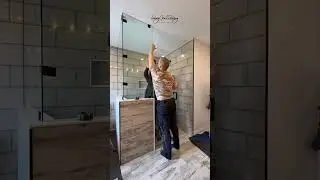 Custom glass shower installation. #bathroom #interiordesign #glasshardware #showerdoor #design
