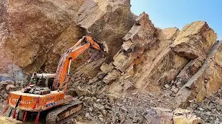 Hard Rock Excavation Using Hitachi Excavator | Intense Breaking Footage #MiningLife #HeavyEquipment 