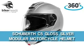 The New SCHUBERTH C5 Gloss Silver Modular Motorcycle Helmet 4K 360&deg; Video
