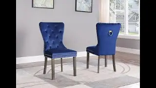 Marlin Navy Blue Dining Chairs Gold Accents