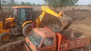 Big New JCB 3DX Excavator Inside Work in Ballast Big. JCB Loading ballast in Trucks