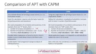 Portfolio Theory  - Comparison of APT model Vs CAPM