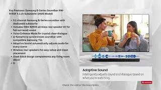 Samsung B Series Soundbar HW B750F 5 1 ch Subwoofer 2025 Model Voice Enhance Mode, Q Symphony