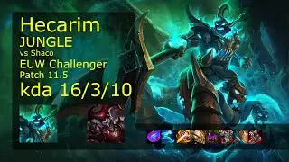 Hecarim vs Shaco Jungle - EUW Challenger 16/3/10 Patch 11.5 Gameplay