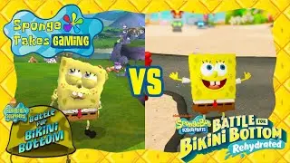 COMPARING SPONGEBOB BATTLE FOR BIKINI BOTTOM TO REHYDRATED!!! Sponge Takes Gaming!!!