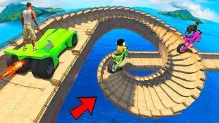 SHINCHAN AND FRANKLIN TRIED THE IMPOSSIBLE SPIRAL MEGA RAMP PARKOUR CHALLENGE GTA 5