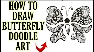 How to draw Butterfly Doodle art// Zentangle butterfly art
